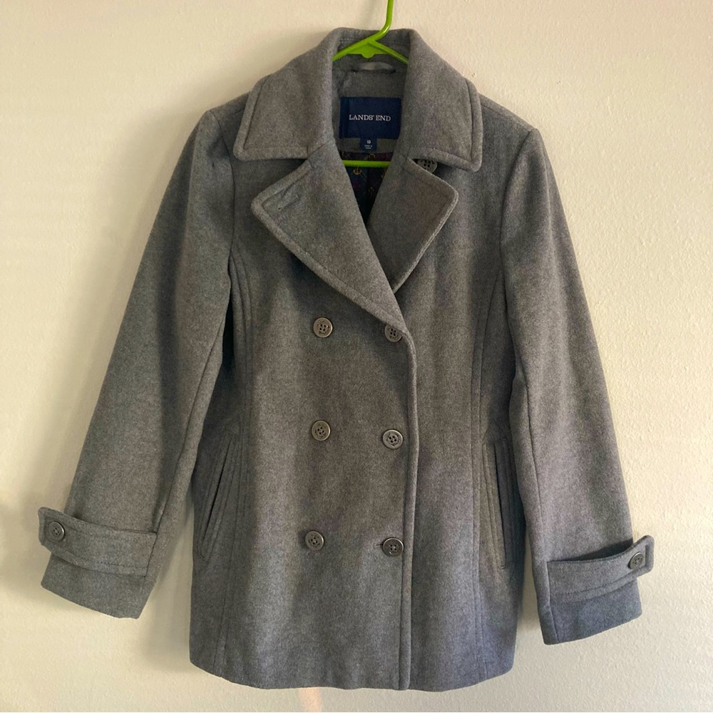 Land’s End Grey Wool Pea Coat